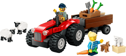 City: Red Farm Tractor with Trailer & Sheep 60461