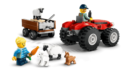City: Red Farm Tractor with Trailer & Sheep 60461