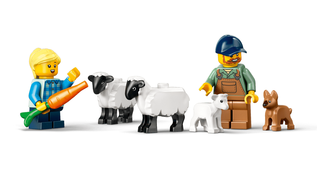 City: Red Farm Tractor with Trailer & Sheep 60461