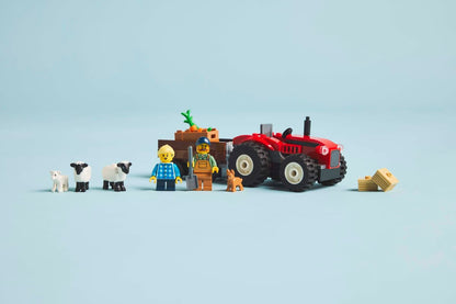 City: Red Farm Tractor with Trailer & Sheep 60461