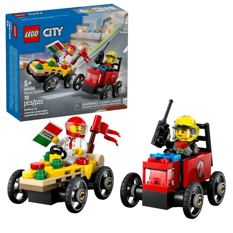 City:  Pizza vs. Fire Truck Race Car Pack 60458