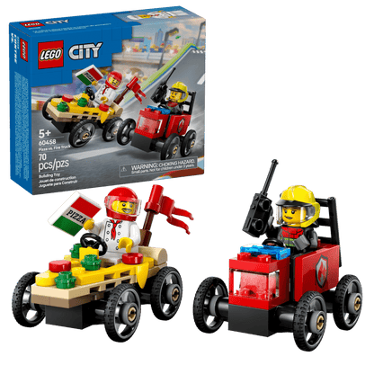 City:  Pizza vs. Fire Truck Race Car Pack 60458