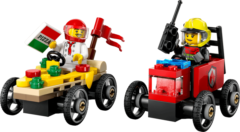 City:  Pizza vs. Fire Truck Race Car Pack 60458