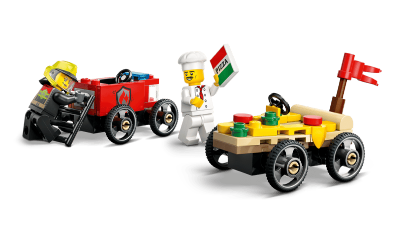 City:  Pizza vs. Fire Truck Race Car Pack 60458