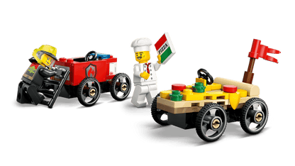 City:  Pizza vs. Fire Truck Race Car Pack 60458