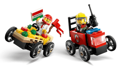 City:  Pizza vs. Fire Truck Race Car Pack 60458