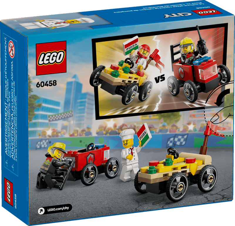 City:  Pizza vs. Fire Truck Race Car Pack 60458
